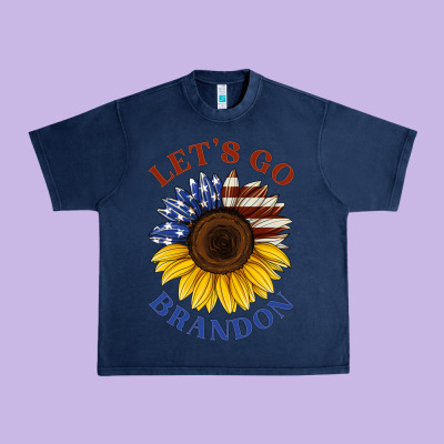 American Flag Sunflower Urban Heavy Tee Designed By Jasminsmagicworld