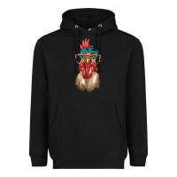 Black chicken with bandana and leopard Heavyweight Hoodie - texasbilliewilder