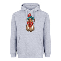 Heather Grey chicken with bandana and leopard Heavyweight Hoodie - texasbilliewilder