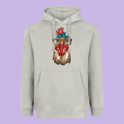 Chicken With Bandana And Leopard Heavyweight Hoodie Designed By Texasbilliewilder