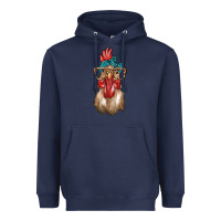 Navy chicken with bandana and leopard Heavyweight Hoodie - texasbilliewilder