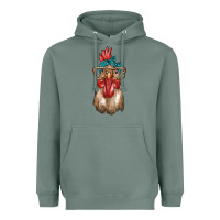 Sage chicken with bandana and leopard Heavyweight Hoodie - texasbilliewilder