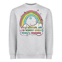 Heather Grey beautiful day to respect pronouns Heavyweight Sweatshirt - MaliasSmallBusiness