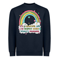 Navy beautiful day to respect pronouns Heavyweight Sweatshirt - MaliasSmallBusiness