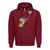 Burgundy autism awareness elephant Zipper Hoodie - LillyAllenDesigns