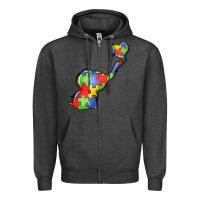 Charcoal Heather autism awareness elephant Zipper Hoodie - LillyAllenDesigns