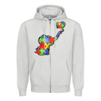 Dove Grey autism awareness elephant Zipper Hoodie - LillyAllenDesigns