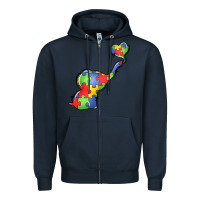 Navy autism awareness elephant Zipper Hoodie - LillyAllenDesigns