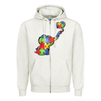 Oatmeal Heather autism awareness elephant Zipper Hoodie - LillyAllenDesigns