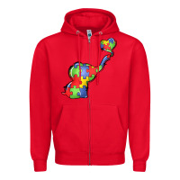 Red autism awareness elephant Zipper Hoodie - LillyAllenDesigns