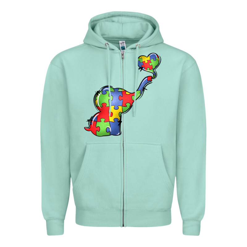 Autism Awareness Elephant Zipper Hoodie by LillyAllenDesigns | Teevron