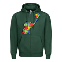 Sports Green autism awareness elephant Zipper Hoodie - LillyAllenDesigns