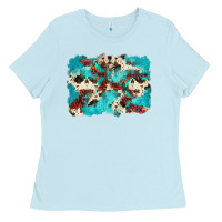 Baby Blue aztec cowhide background Ladies Tee - Zillion Design Studio