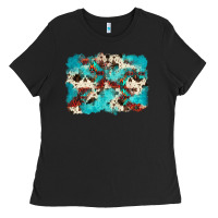 Black aztec cowhide background Ladies Tee - Zillion Design Studio