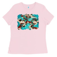 Bubblegum Pink aztec cowhide background Ladies Tee - Zillion Design Studio