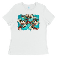 White aztec cowhide background Ladies Tee - Zillion Design Studio
