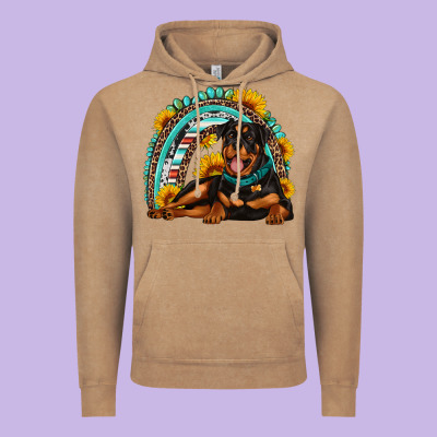 Rottweiler  Rainbow Vintage Hoodie Designed By Artiststas