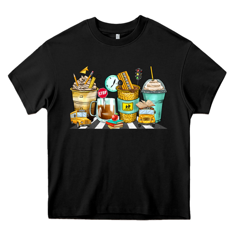 School Bus Coffee Cups Heavy Core Tee by Zillion Design Studio | Teevron