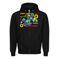 Black what makes you different is what makes  you beauti Zipper Hoodie - LillyAllenDesigns