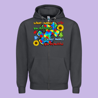 What Makes You Different Is What Makes  You Beauti Zipper Hoodie Designed By Lillyallendesigns