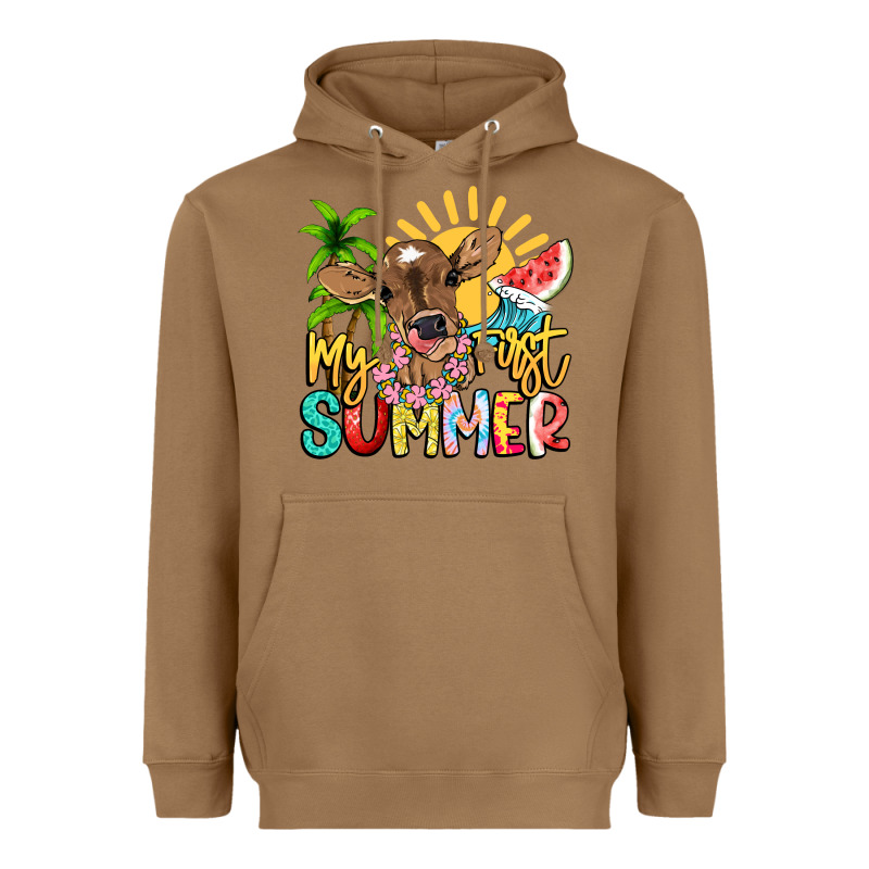 My First Summer Baby Cow Heavyweight Hoodie by NancyCooperArtShop | Teevron