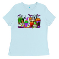 Baby Blue Halloween Gnomes Coffee Cups Ladies Tee - texasbilliewilder