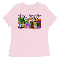 Bubblegum Pink Halloween Gnomes Coffee Cups Ladies Tee - texasbilliewilder