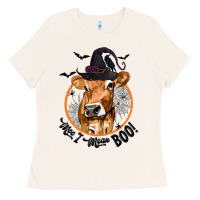 Bone Halloween Cow Moo I Mean Boo Ladies Tee - texasbilliewilder