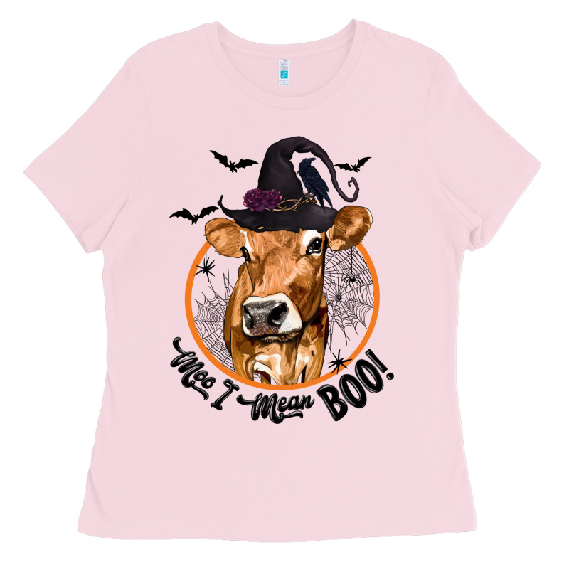 Halloween Cow Moo I Mean Boo Ladies Tee by texasbilliewilder | Teevron