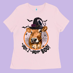 Halloween Cow Moo I Mean Boo Ladies Tee Designed By Texasbilliewilder