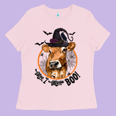 Halloween Cow Moo I Mean Boo Ladies Tee Designed By Texasbilliewilder