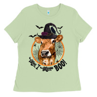 Matcha Halloween Cow Moo I Mean Boo Ladies Tee - texasbilliewilder