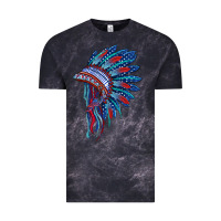Cloud Black indian headdress with american flag Vintage Tee - BarkalooDesign