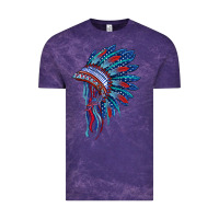 Cloud Purple indian headdress with american flag Vintage Tee - BarkalooDesign