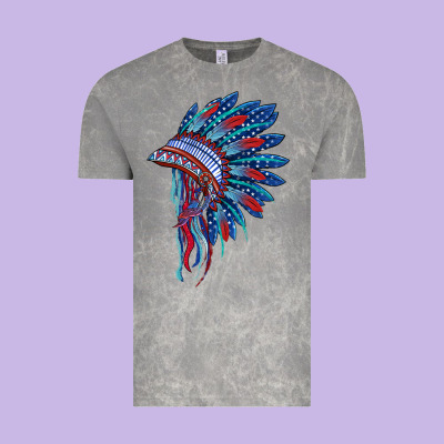 Indian Headdress With American Flag Vintage Tee Designed By Barkaloodesign