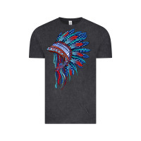 Vintage Black indian headdress with american flag Vintage Tee - BarkalooDesign