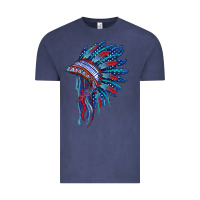 Vintage Denim indian headdress with american flag Vintage Tee - BarkalooDesign