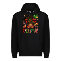 Black christmas believe afro messy bun Premium Hoodie - texasbilliewilder