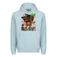 Blue Mist christmas believe afro messy bun Premium Hoodie - texasbilliewilder