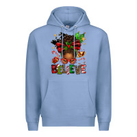 Colony Blue christmas believe afro messy bun Premium Hoodie - texasbilliewilder