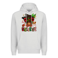 Dove Grey christmas believe afro messy bun Premium Hoodie - texasbilliewilder