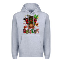 Heather Grey christmas believe afro messy bun Premium Hoodie - texasbilliewilder