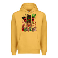 Mustard christmas believe afro messy bun Premium Hoodie - texasbilliewilder