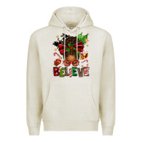 Oatmeal Heather christmas believe afro messy bun Premium Hoodie - texasbilliewilder