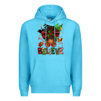 Ocean Blue christmas believe afro messy bun Premium Hoodie - texasbilliewilder