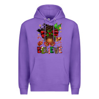Purple christmas believe afro messy bun Premium Hoodie - texasbilliewilder
