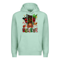 Seafoam christmas believe afro messy bun Premium Hoodie - texasbilliewilder