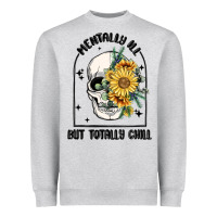 Heather Grey mentally ill but totally chill Heavyweight Sweatshirt - MaliasSmallBusiness