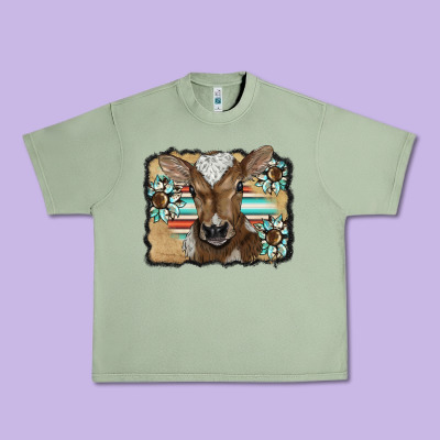 Western Wreath Baby Calf Urban Heavy Tee Designed By Barkaloodesign