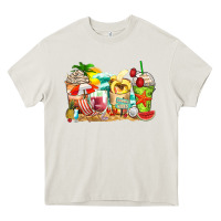 Cream summer vibes coffee cups Heavy Core Tee - Zillion Design Studio